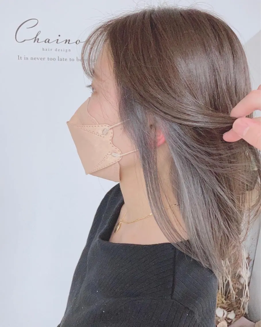 セミロング ボブ 髪質改善 韓国風ヘア サイドバング 外ハネヘア カット ヘアカラー トリートメント Chainon 山中 拓也のヘアスタイル