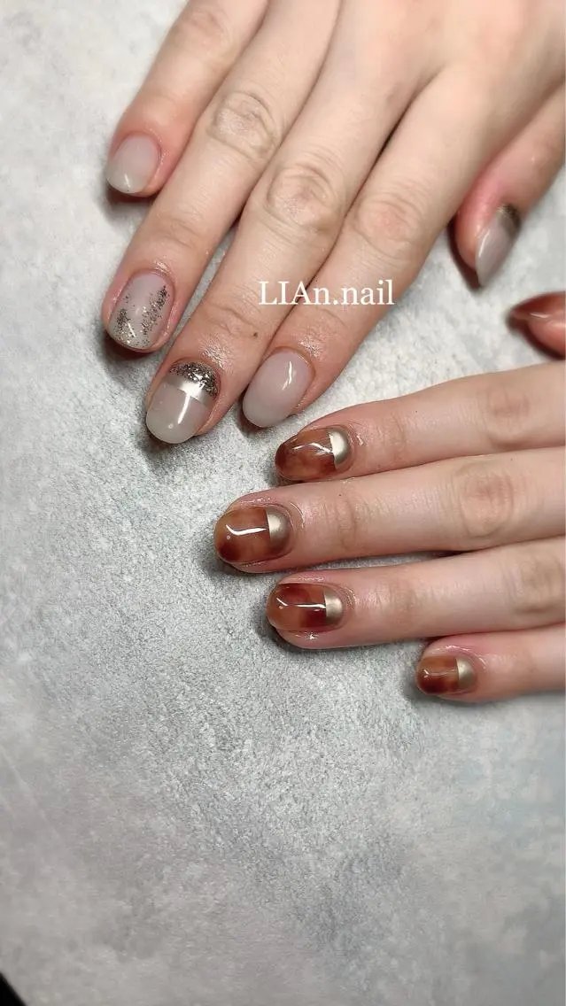 ネイル べっ甲ネイル Lian nailのネイルデザイン