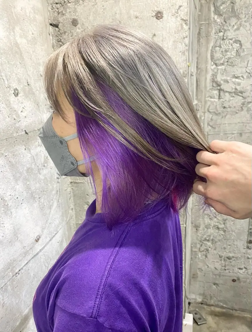ショート カラー ヘアアレンジ パープルカラー シルバー ヘアカラー ［似合わせヘア］ ✂︎OGURO✂︎のヘアスタイル