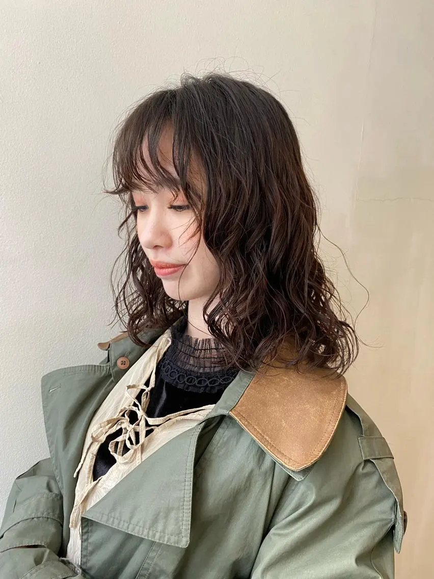 セミロング パーマ セミロングパーマ ニュアンスパーマ 🌸透明感艶 カラー🌸Yuukiのヘアスタイル