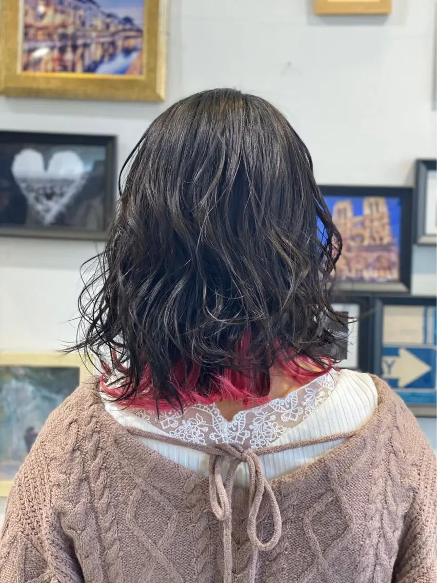ミディアム カラー インナーカラー 和田 真弥のヘアスタイル