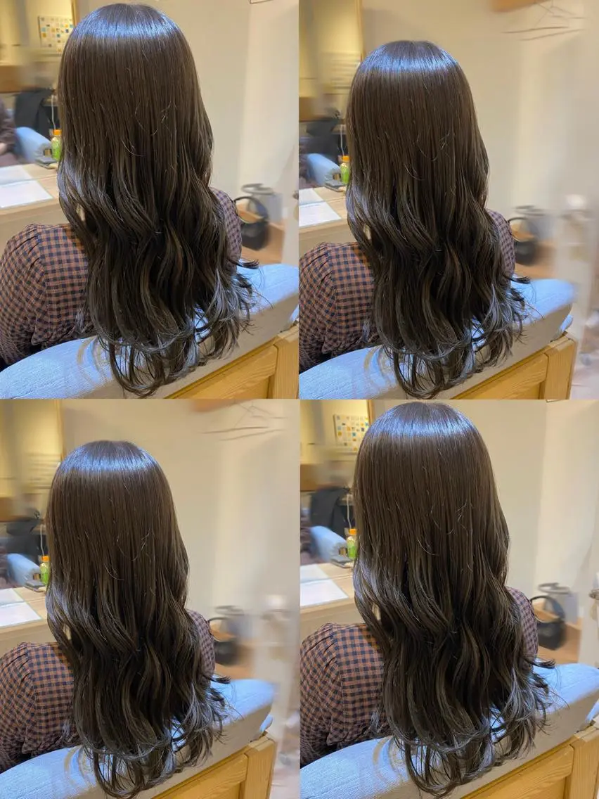 ロング カラー 金島 青のヘアスタイル