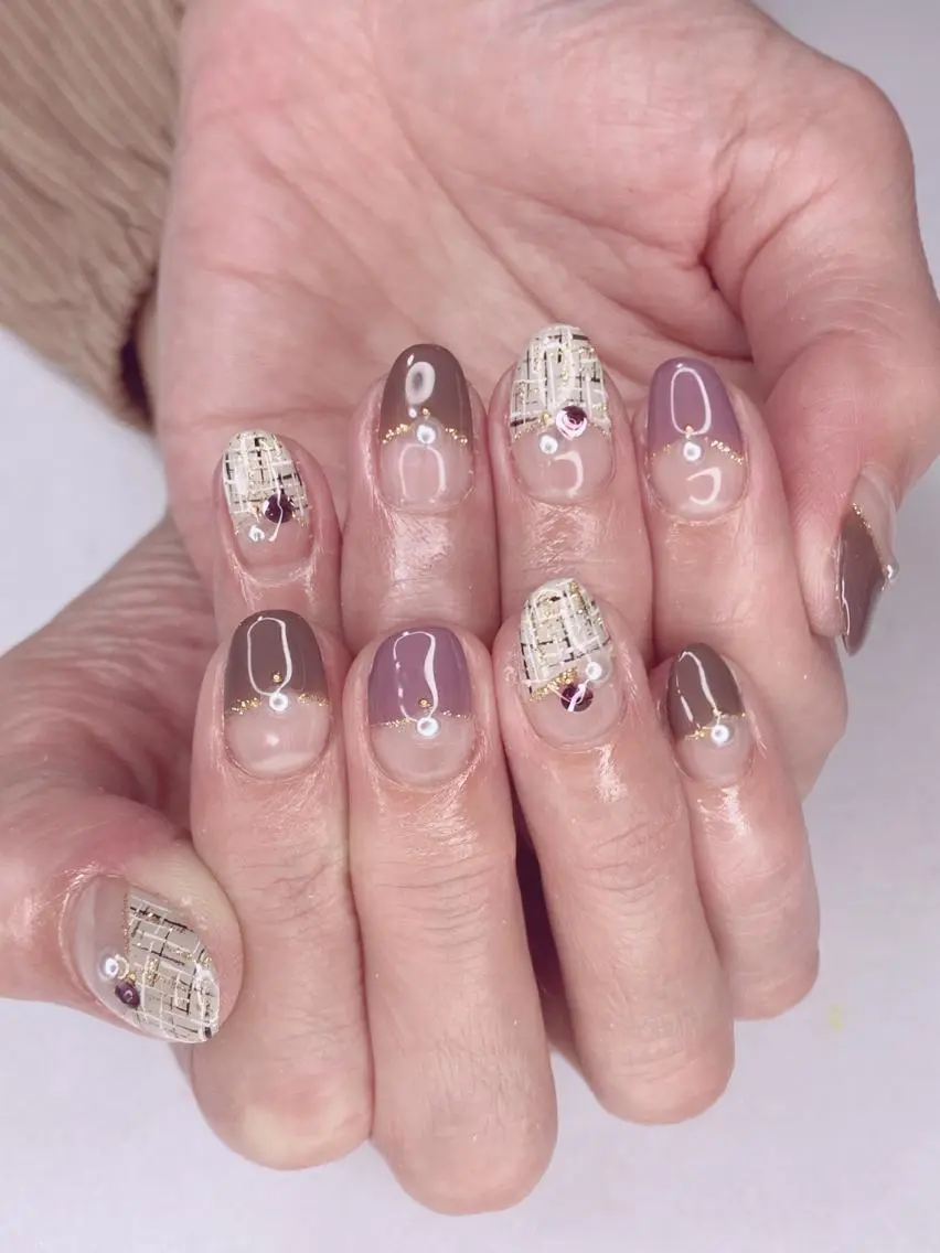 ネイル アニマル柄 アートネイル オーロラネイル 桜ネイル クリアネイル Ｎail Ｓalon ertiのネイルデザイン