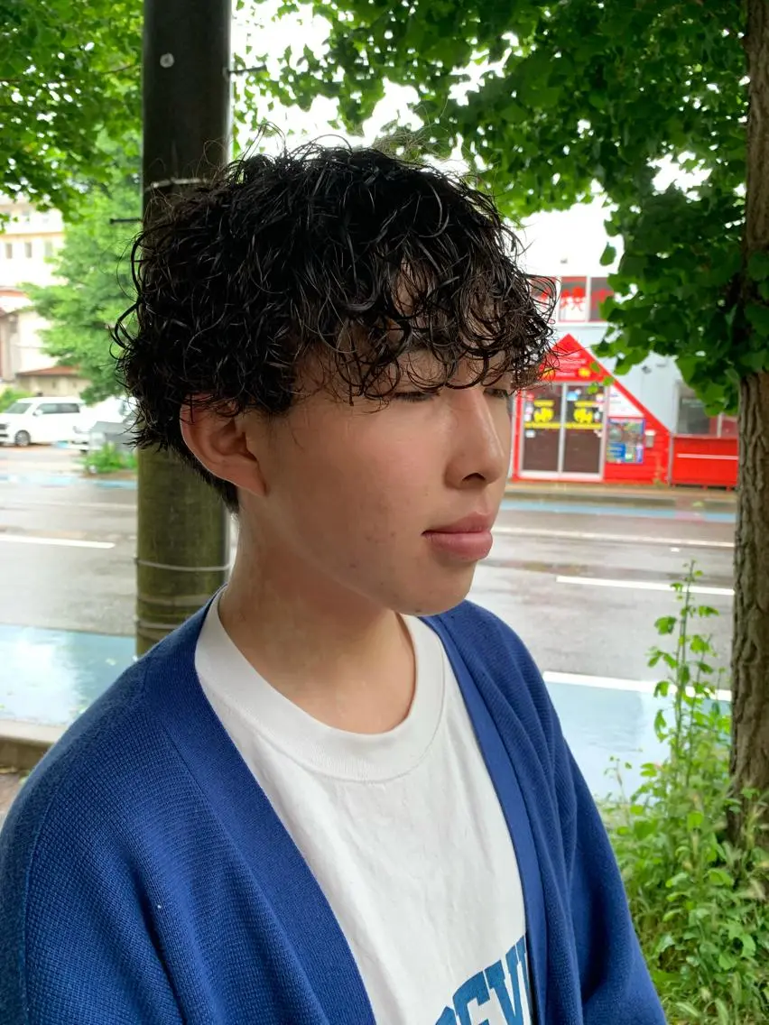 ミディアム パーマ メンズ カット パーマ 宮嶋 勇輔のヘアスタイル