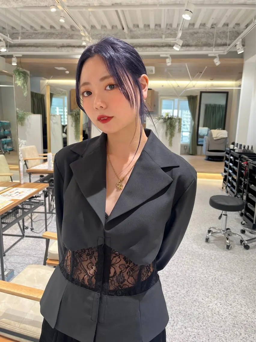 ロング カラー ブルーカラー パープルカラー ヘアセット🎀パーマ Tsubasaのヘアスタイル
