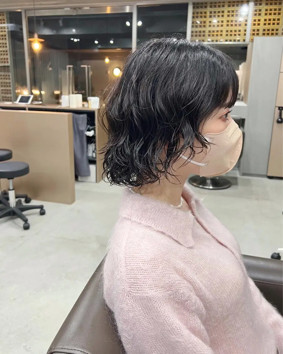 ショート パーマ カット パーマ トリートメント ボブパーマコテ巻き風 パーマNo1深江秀平のヘアスタイル