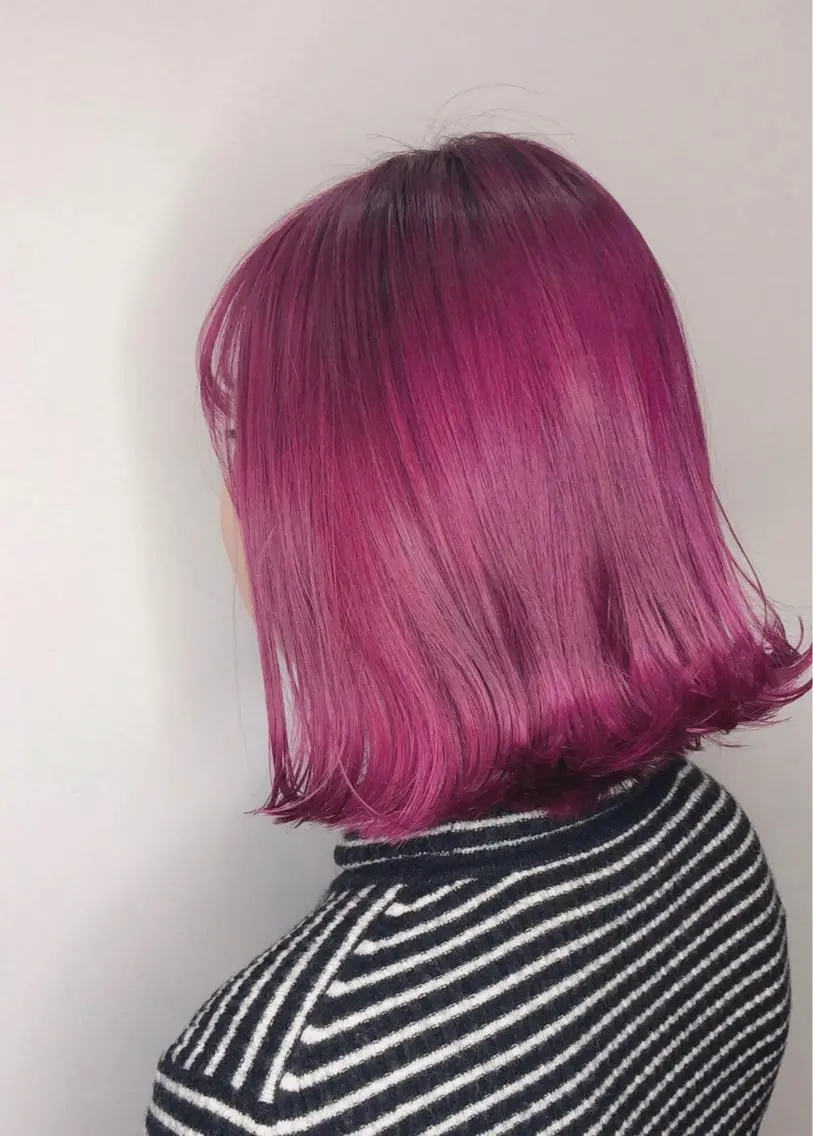 ミディアム カラー ピンクカラー ヘアカラー トリートメント Zina天王寺 CHIAKIのヘアスタイル
