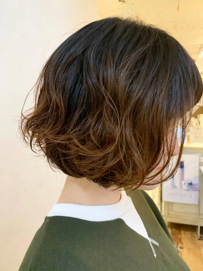 ショート パーマ デジタルパーマ 髪質改善 縮毛矯正/ レイヤー/銀座/本木のヘアスタイル