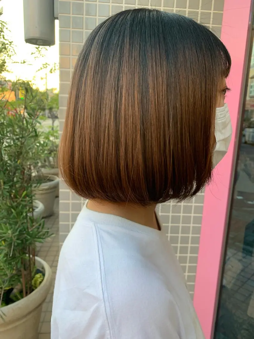 ミディアム カラー 透明感カラー イルミナカラー ボブ ヘアカラー nishimura makotoのヘアスタイル