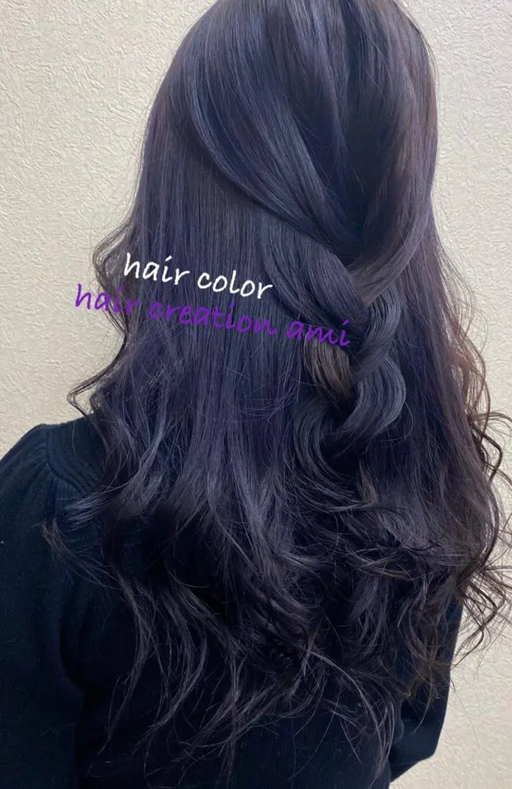 セミロング パープルカラー あびこ amiのヘアスタイル