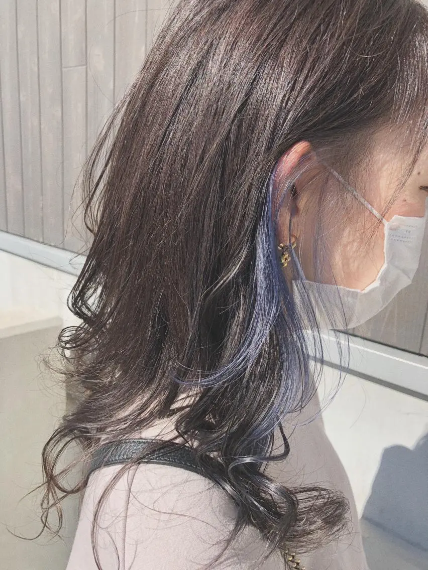 ミディアム カラー イヤリングカラー ハイライトカラー ハイライト カット ヘアカラー トリートメント NAKAGAWA YUICHIのヘアスタイル