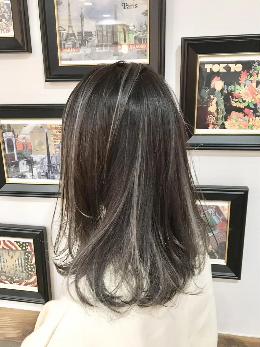ロング ハイライト ヘアカラー トリートメント ヘアセット 吉田裕太/ハイライト ダブルカラーのヘアスタイル