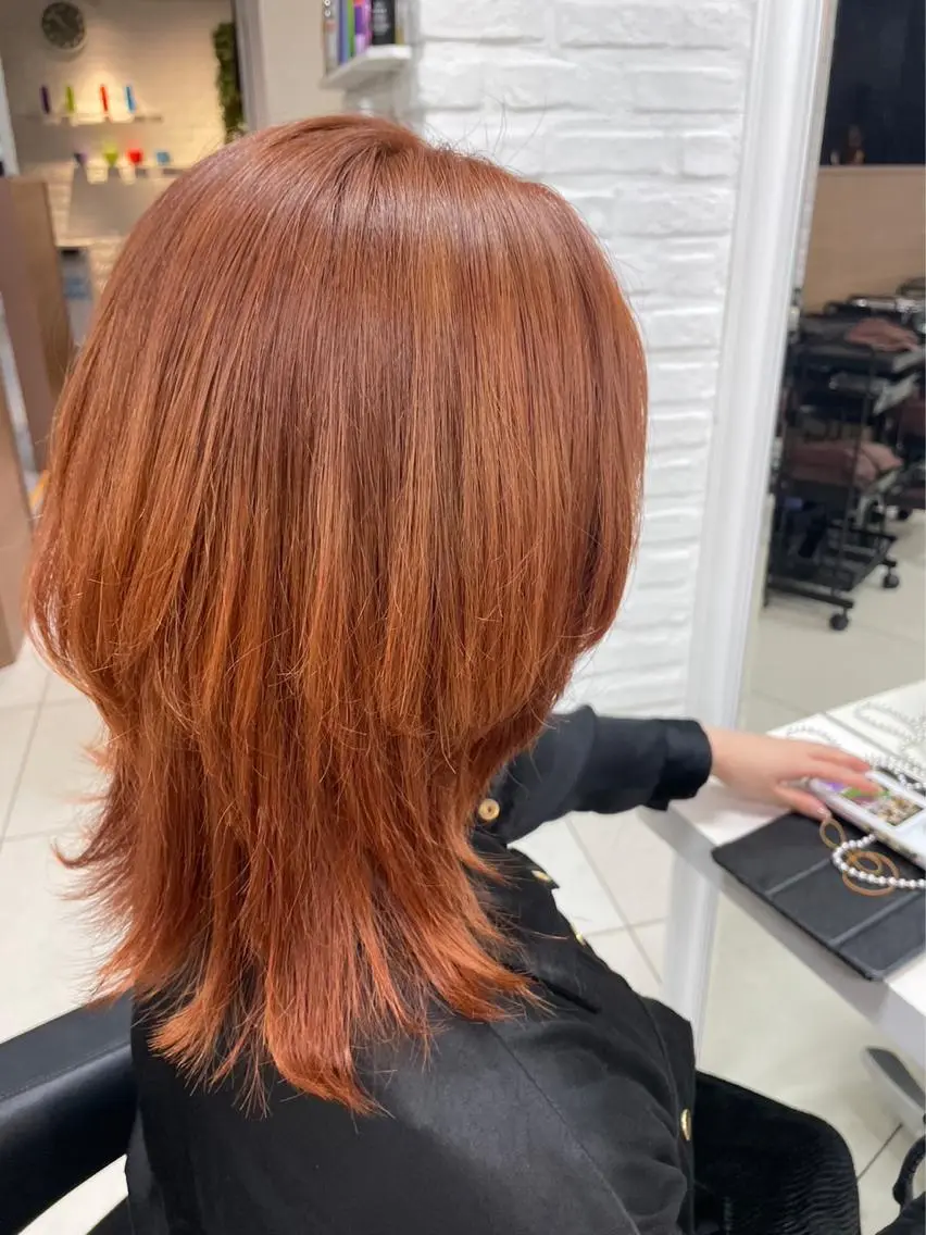 ミディアム カラー ブリーチ オレンジ ヘアカラー トリートメント 【暖色カラー特化】 中山由梨のヘアスタイル