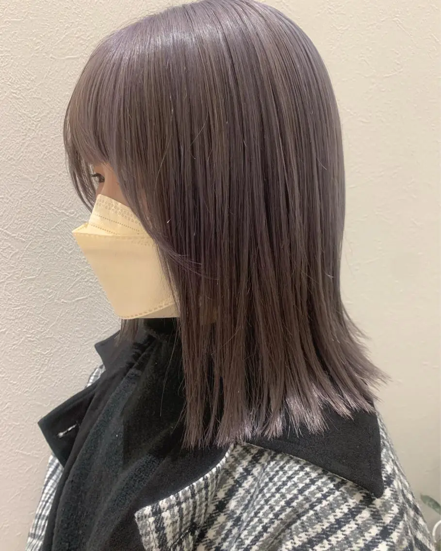 ミディアム カラー ブリーチ シルバー カット ヘアカラー トリートメント hubhair レイヤー/透明感のヘアスタイル