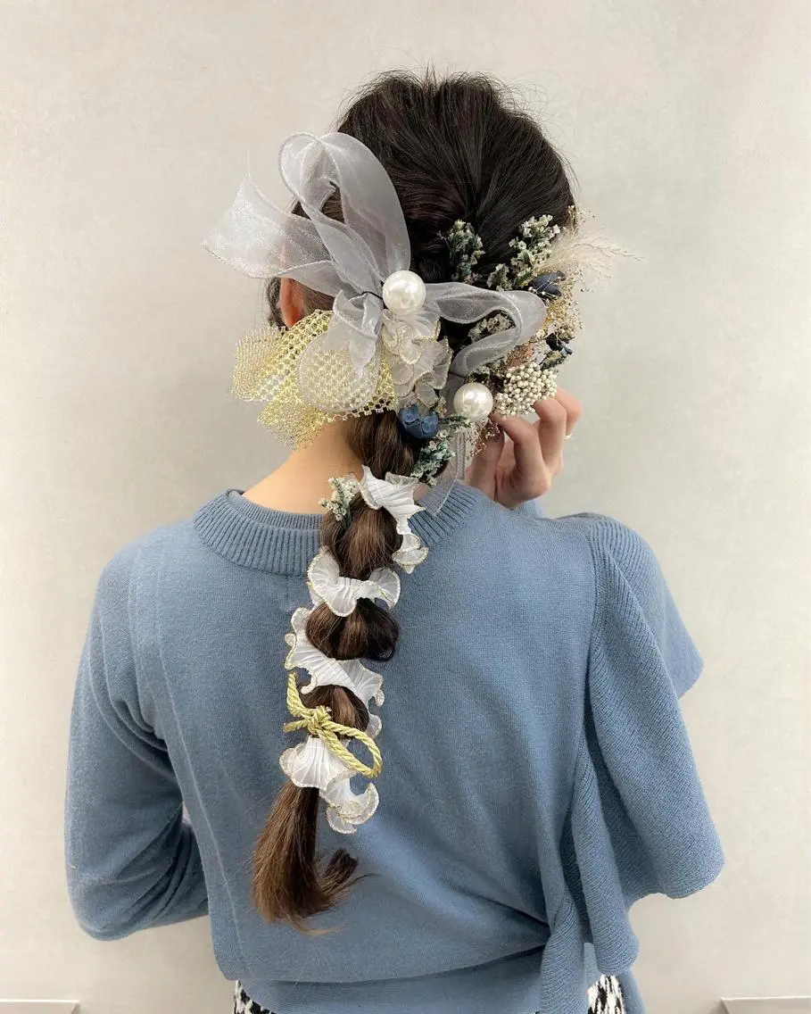 ロング ヘアセット 卒業式ヘアセット🎀 ヘアアレンジのヘアスタイル