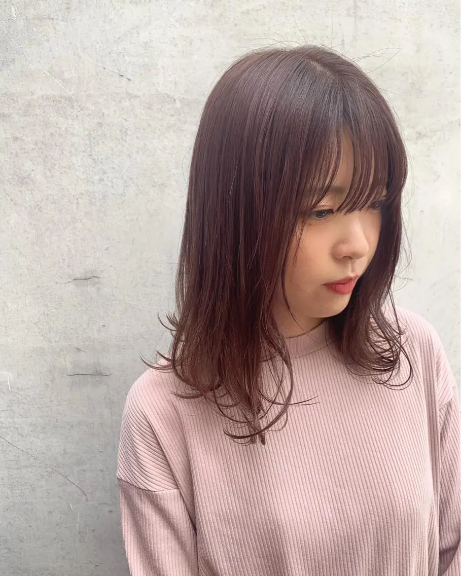 ミディアム カラー ラベンダーカラー ラベンダーピンク ピンクカラー 髪質改善☆ 縮毛矯正miyuのヘアスタイル