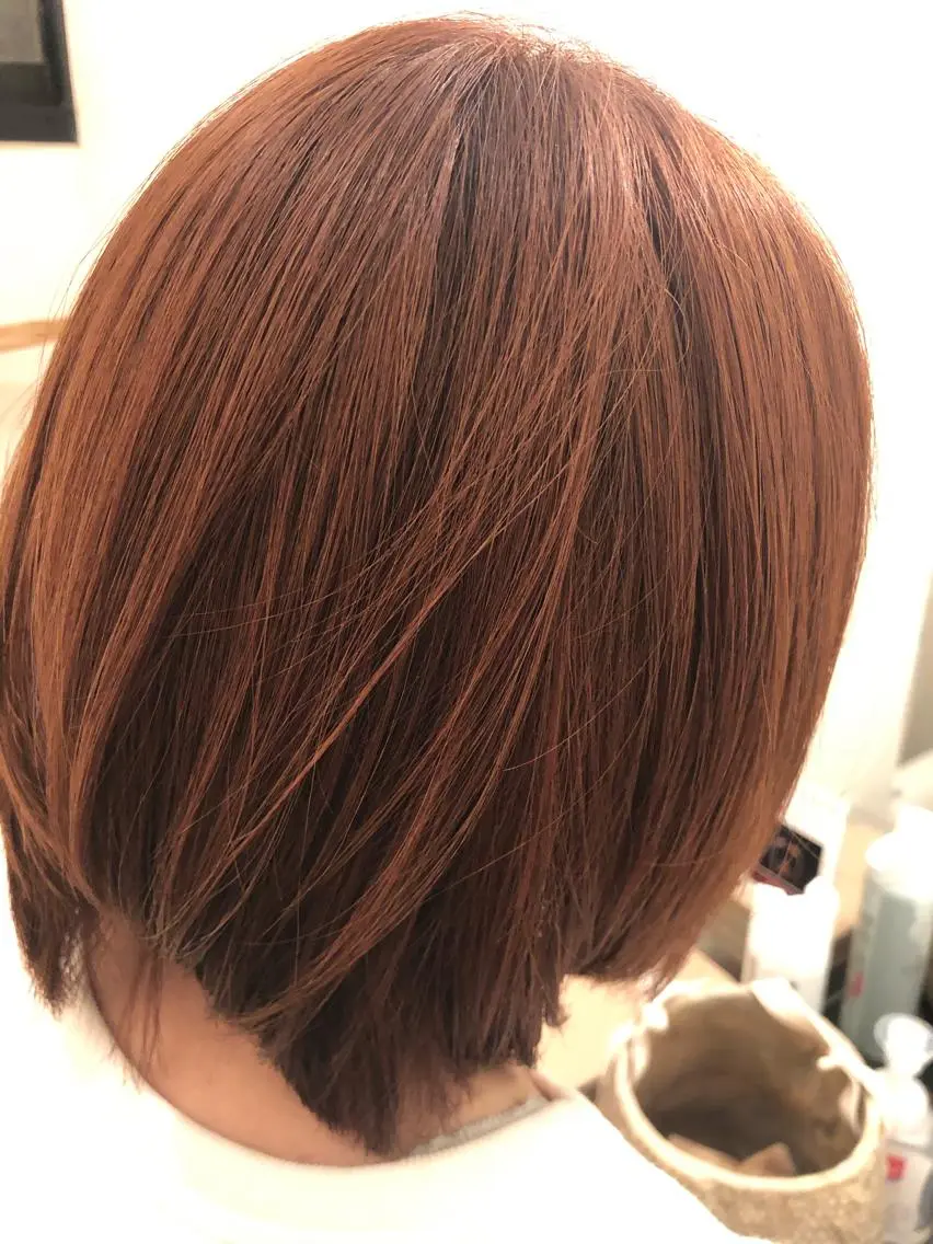 ミディアム カラー レッドカラー Annie 吉田 裕美のヘアスタイル