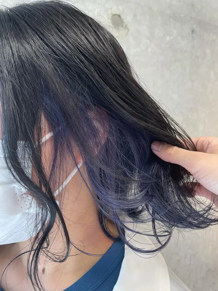 ミディアム カラー ブルーカラー ブルーバイオレット バイオレットカラー TAKIZAWA 武蔵小杉のヘアスタイル