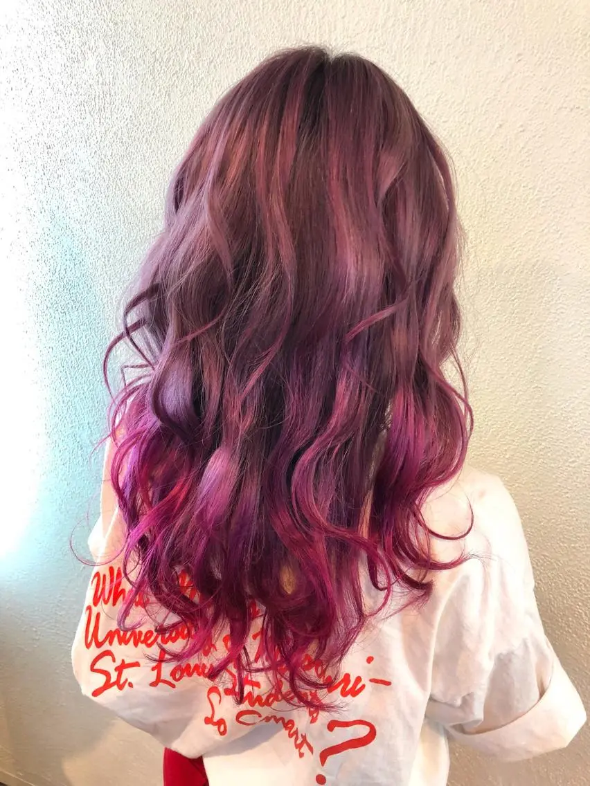 ロング カラー グラデーションカラー ピンクカラー バイオレットカラー 髪質改善特化【荻窪】 RYOTOのヘアスタイル