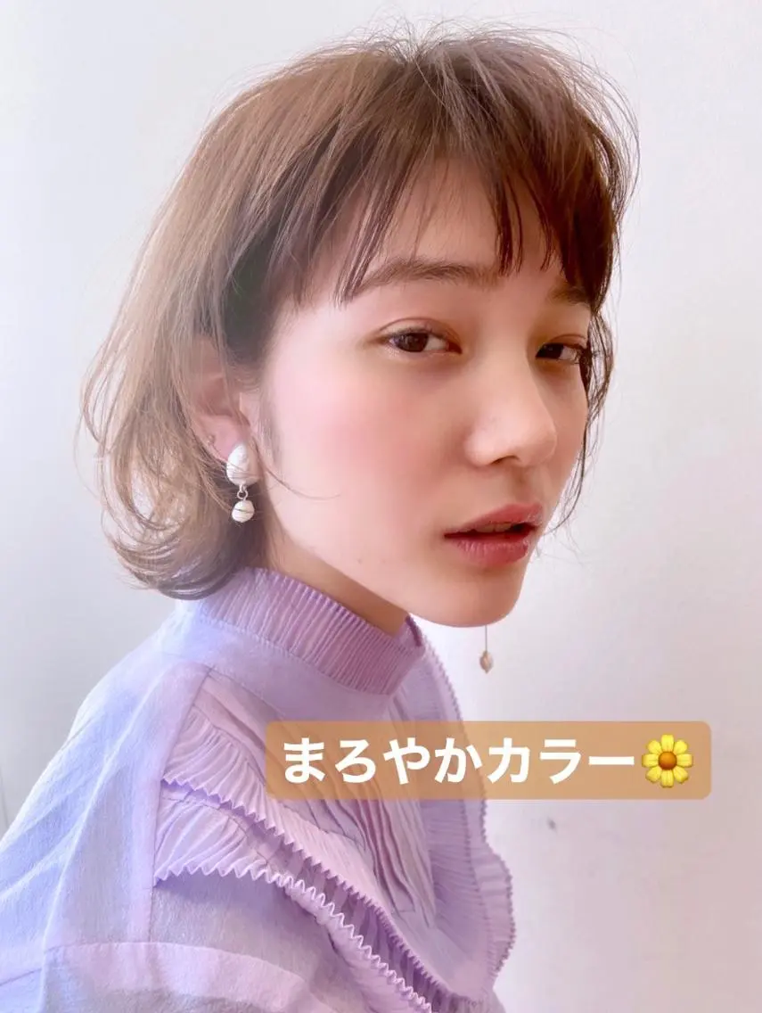 ミディアム カラー ベージュカラー 木下 奈々のヘアスタイル