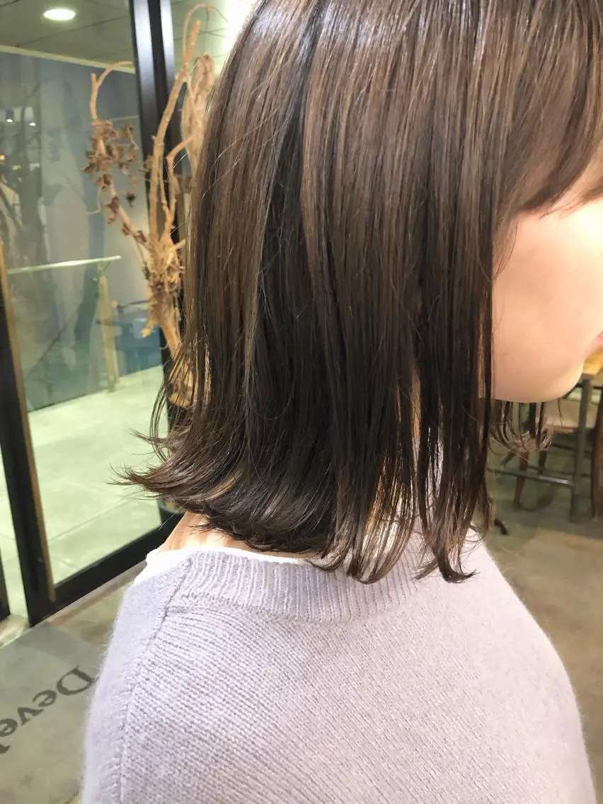 ショート カラー 切りっぱなしボブ イルミナカラー ボブ カット ヘアカラー 千葉 郁也のヘアスタイル