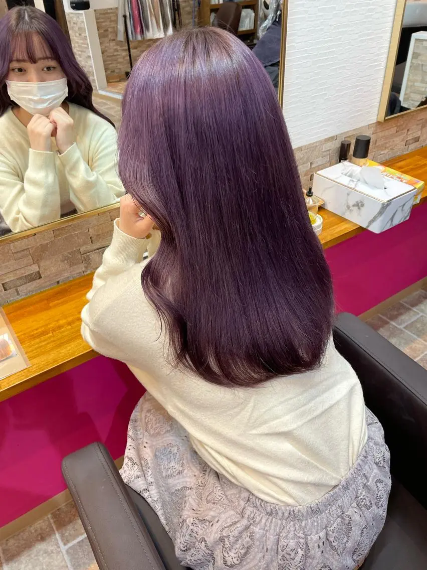 ロング カラー ラベンダーカラー ヘアカラー YUI/ ブリーチカラー🌷のヘアスタイル