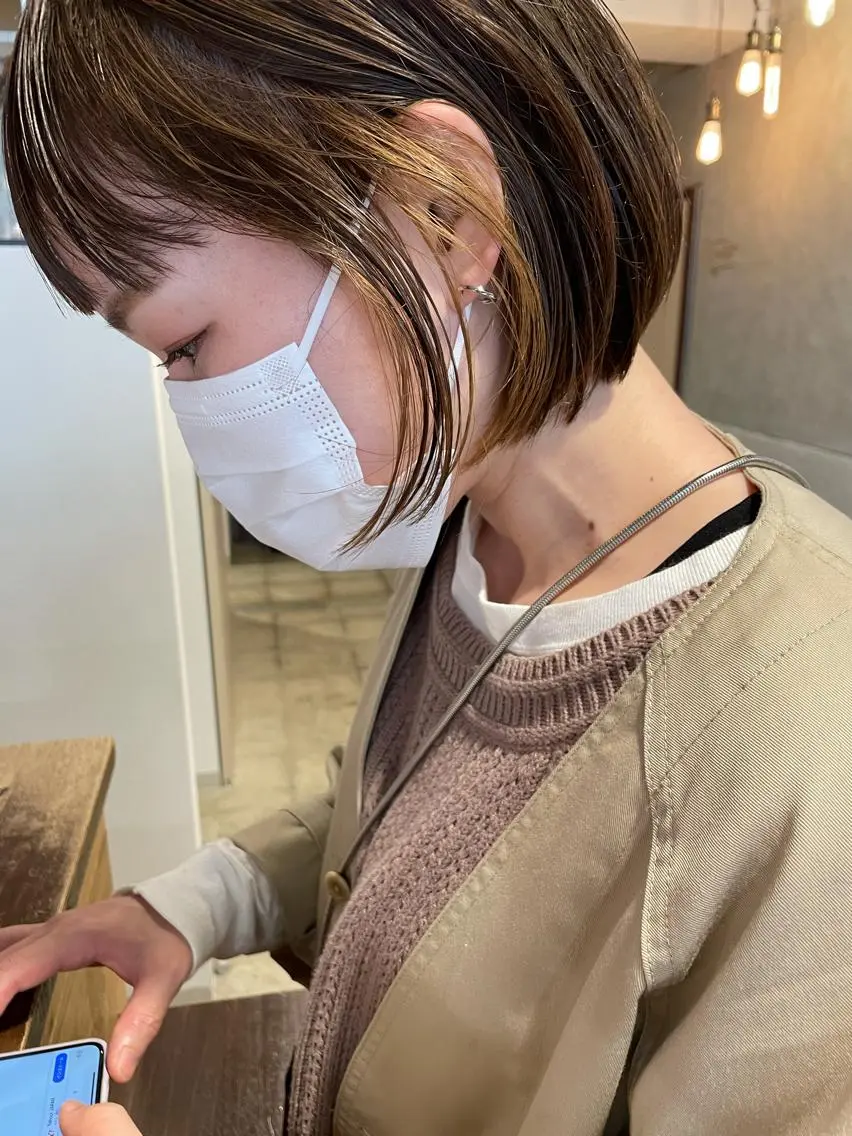 ミディアム カット ヘアカラー トリートメント ayane⭐️ボブ・ ショート・パーマのヘアスタイル