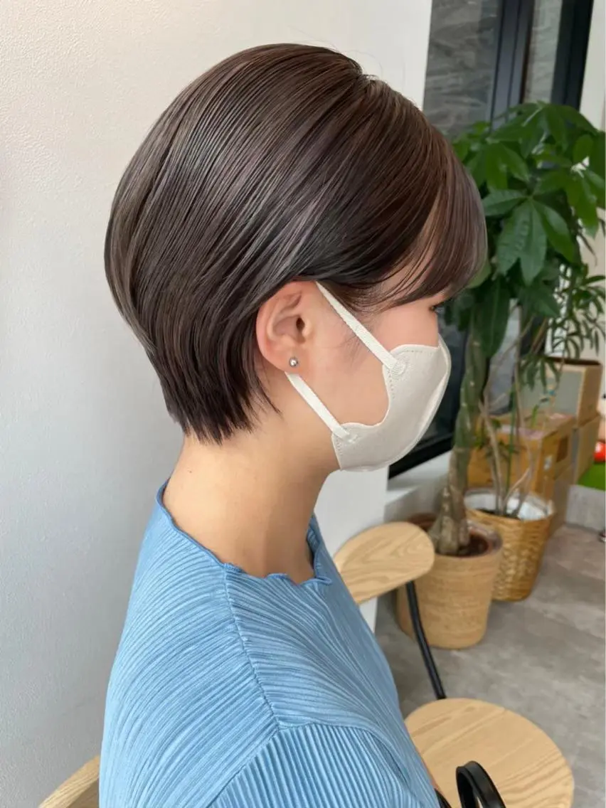 ショート カラー ブリーチ ケアブリーチ ダブルカラー イヤリングカラー ハイライトカラー 神戸ボブ✂️ ioe三宮/田 伸佳のヘアスタイル