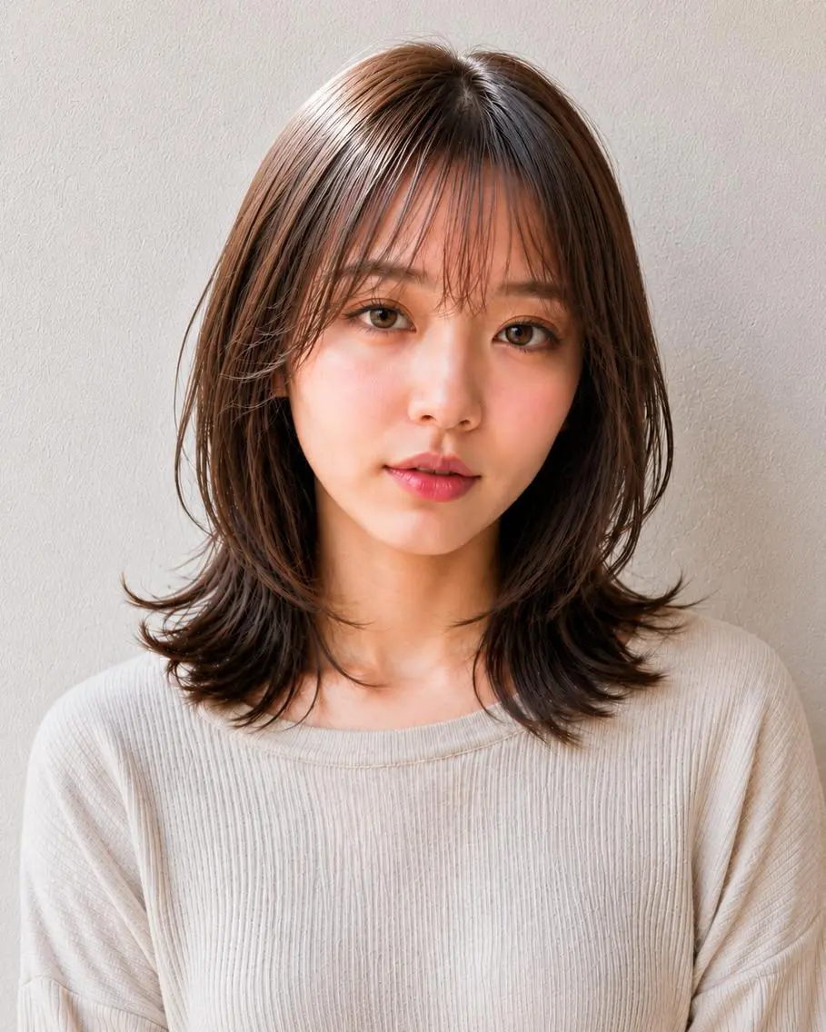 セミロング 女性カット&カラー モデル⭐️大坂望心のヘアスタイル