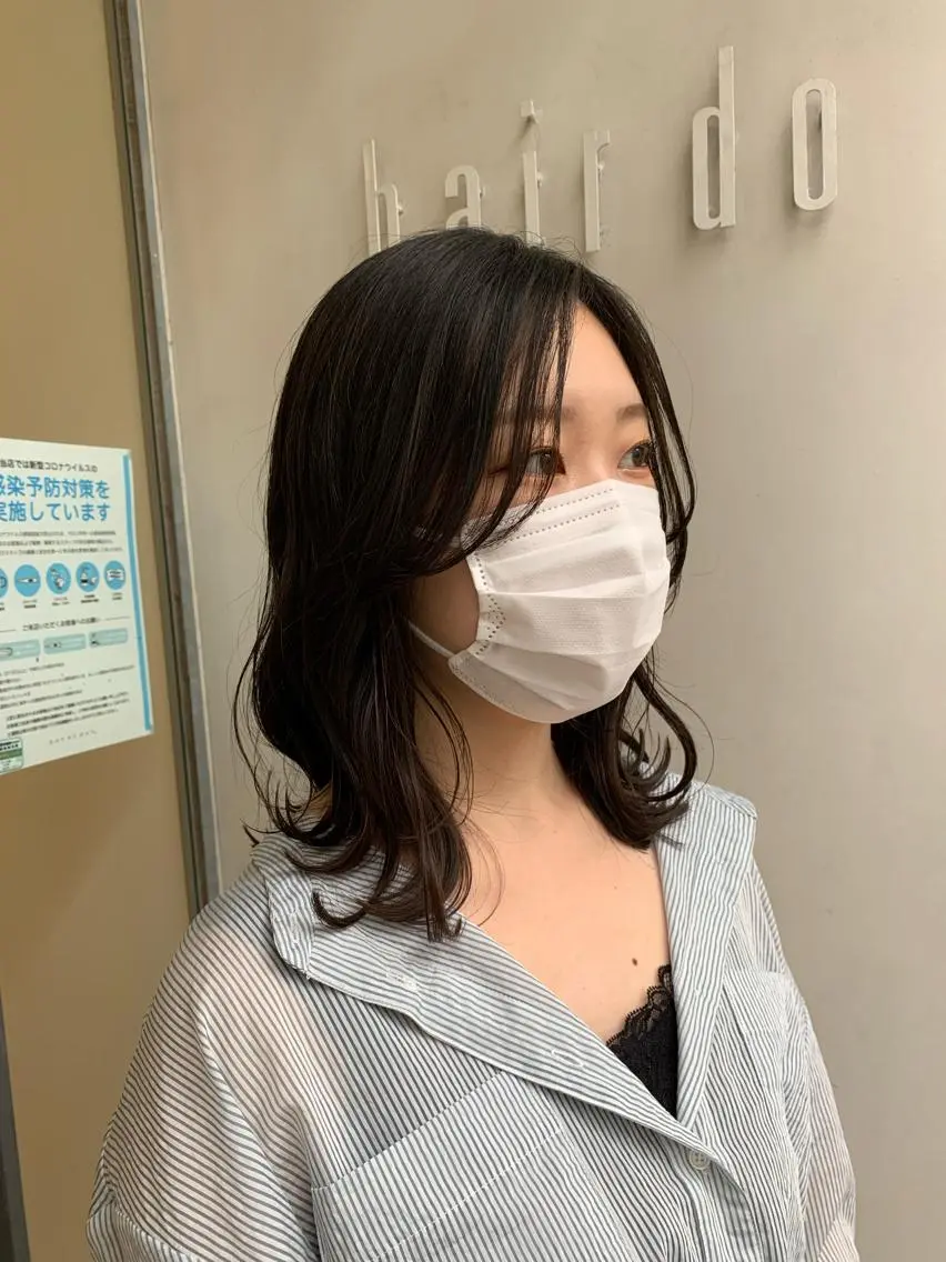 ミディアム カラー ヘアアレンジ 顔まわりレイヤー 韓国風ヘア レイヤーカット 中尾 文哉のヘアスタイル