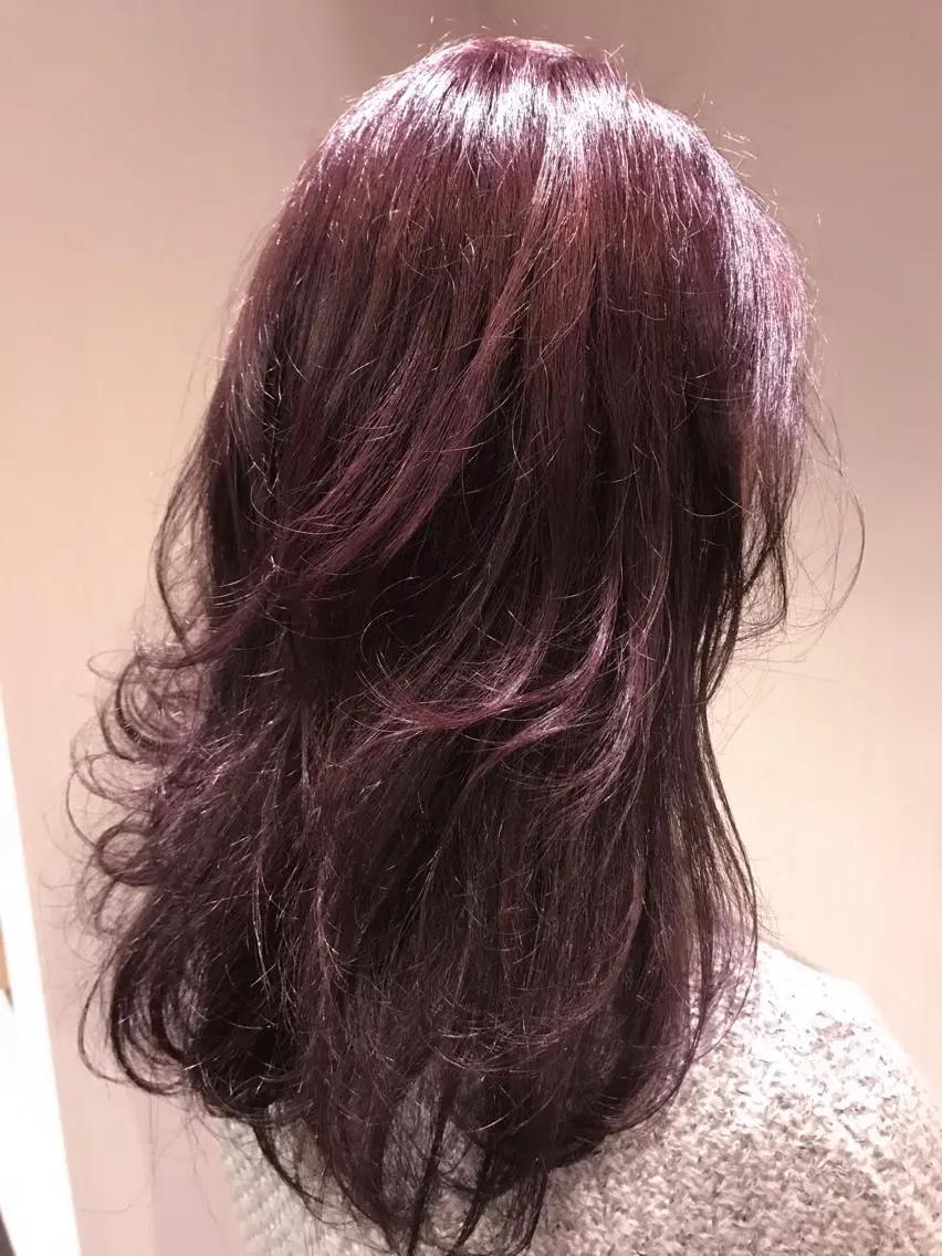 ロング カラー パープルカラー ひろせ かなのヘアスタイル