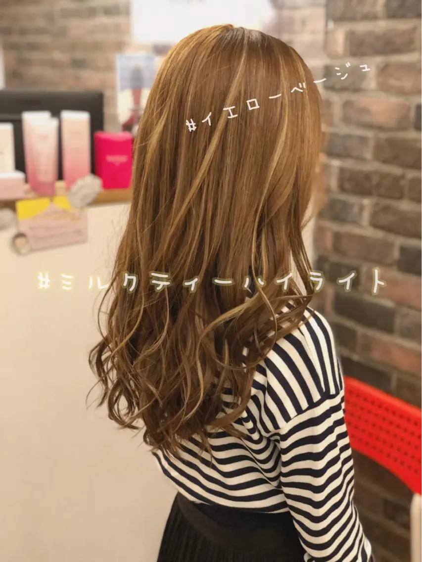 ロング カラー パーマ ヘアカラー ✖️リーアキト LEEAKITO✖️のヘアスタイル