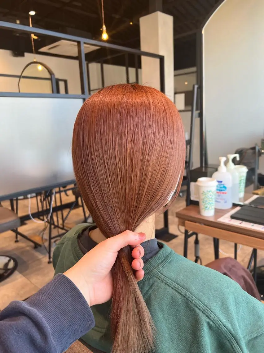 セミロング オレンジブラウン メンズパーマ特化/ むらたのヘアスタイル