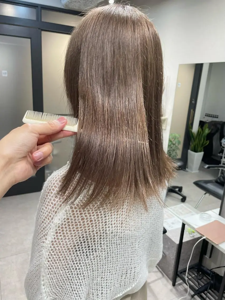 ミディアム カラー ヘアカラー トリートメント 髪質改善will hairdesignのヘアスタイル