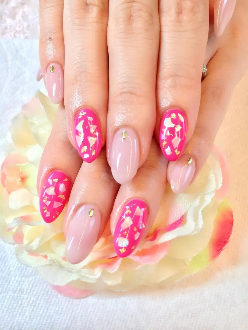 ネイル フットネイル ジェルネイル ミラーネイル パラジェル 春ネイル ハンドネイル clover nailのネイルデザイン