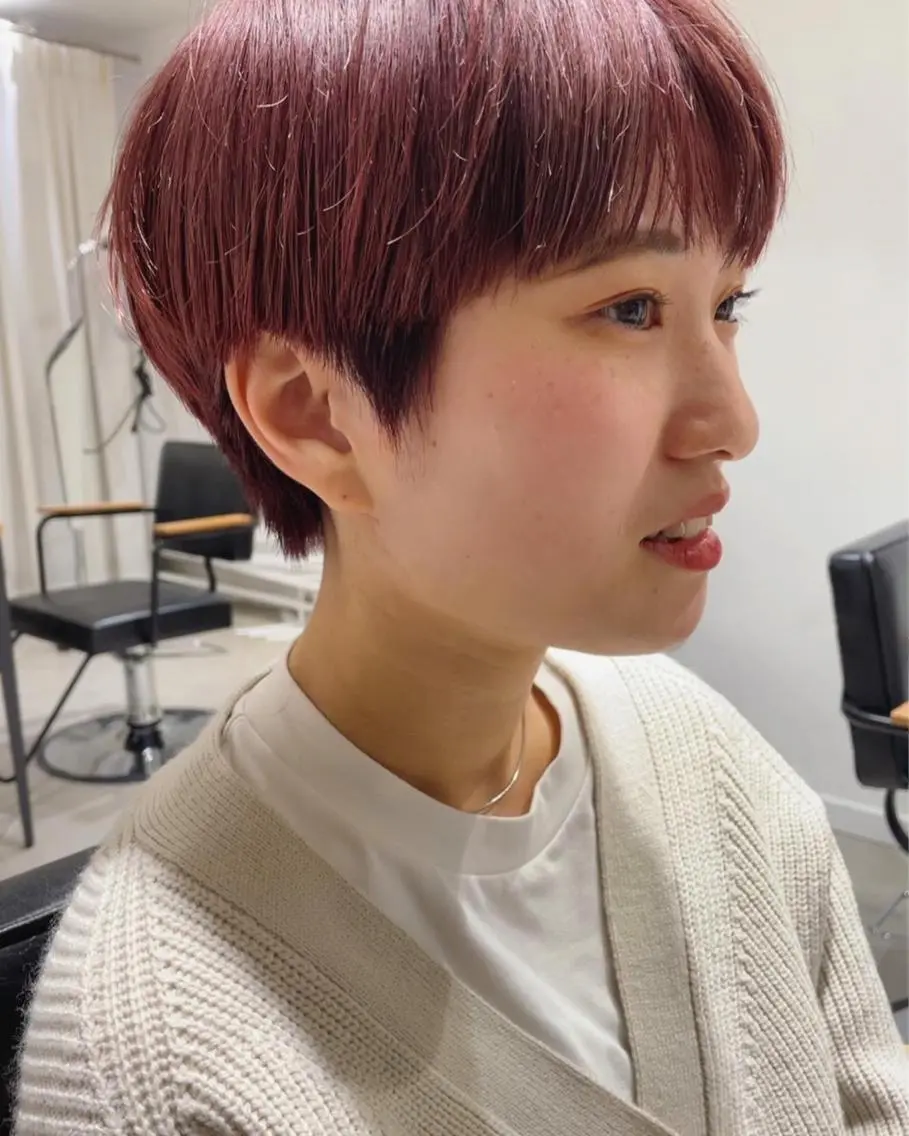 ショート カラー ローズカラー ショートヘア カット ヘアカラー トリートメント 村上雅人 ナチュラルモードのヘアスタイル