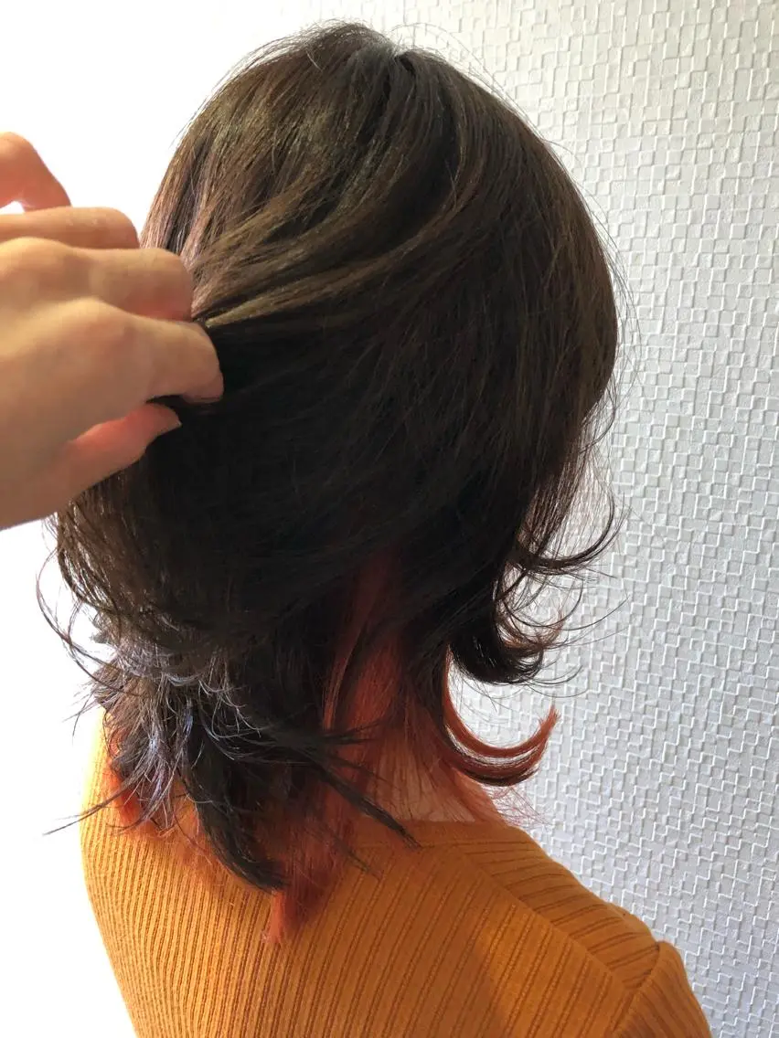 ミディアム カラー インナーカラー オレンジ ヘアカラー トリートメント ✨terra✨佐伯 晋吾のヘアスタイル