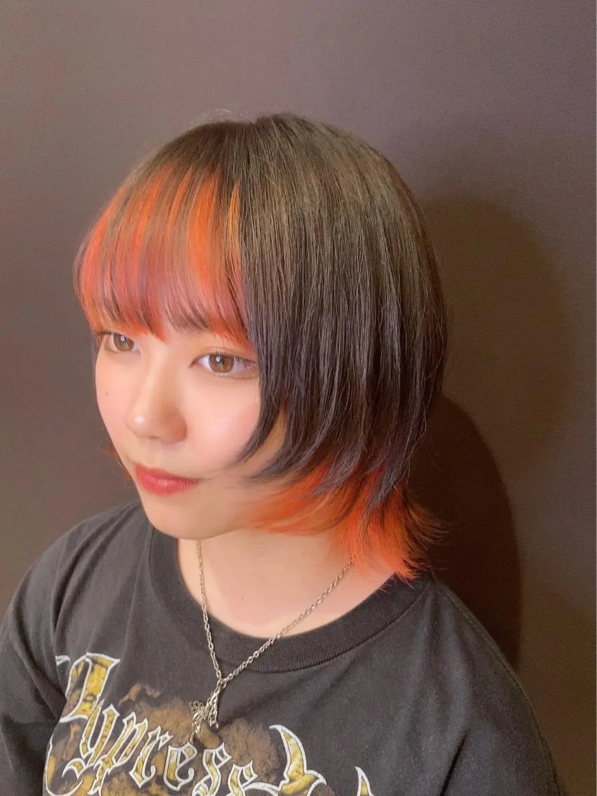 ショート カラー オレンジ ショートヘア ウルフカット 【美髪のお医者さん】 髙橋真理奈💉🌟のヘアスタイル