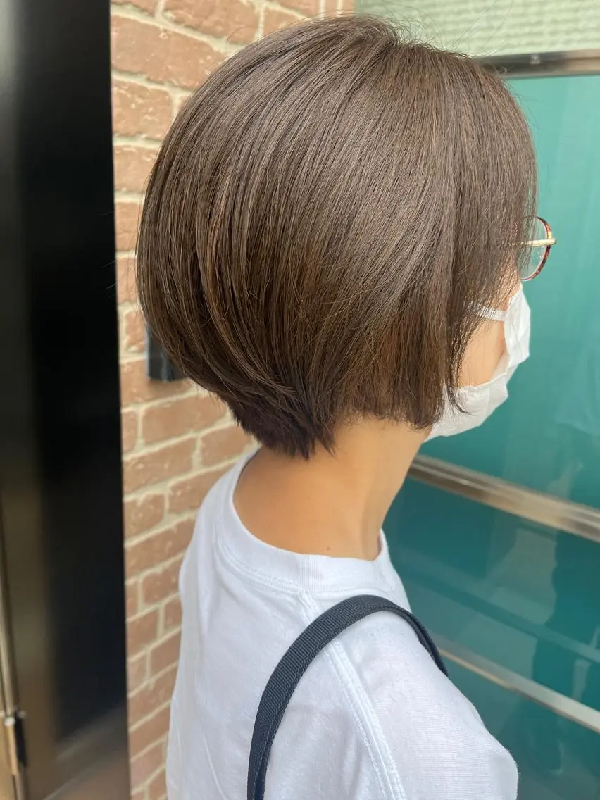 ショート カラー パーマ ヘアアレンジ メンズ キッズ ネイル マツエク・マツパ アイブロウ メンズパーマ ブラウンカラー ケアカラー 透明感カラー ピンクカラー 久木原 ゆりのヘアスタイル