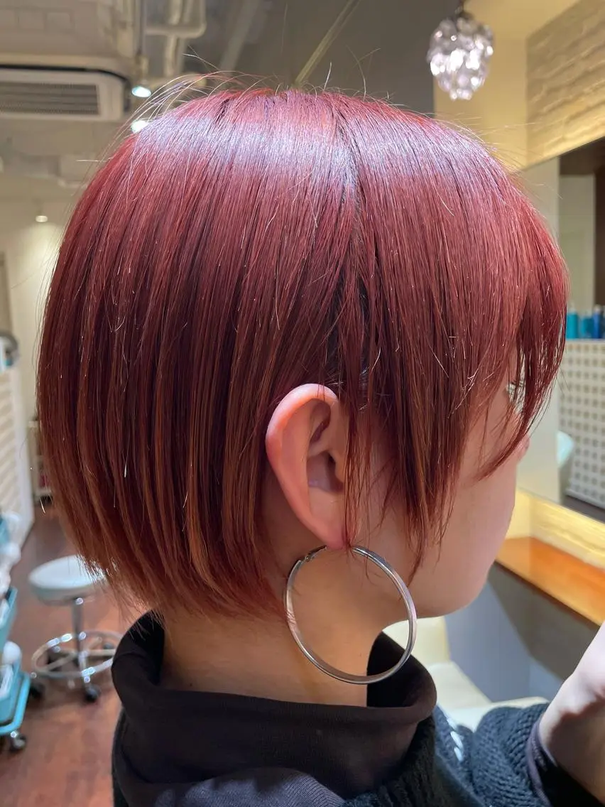 ショート カラー オレンジ ピンクカラー CoCooN 店長 さのえみのヘアスタイル