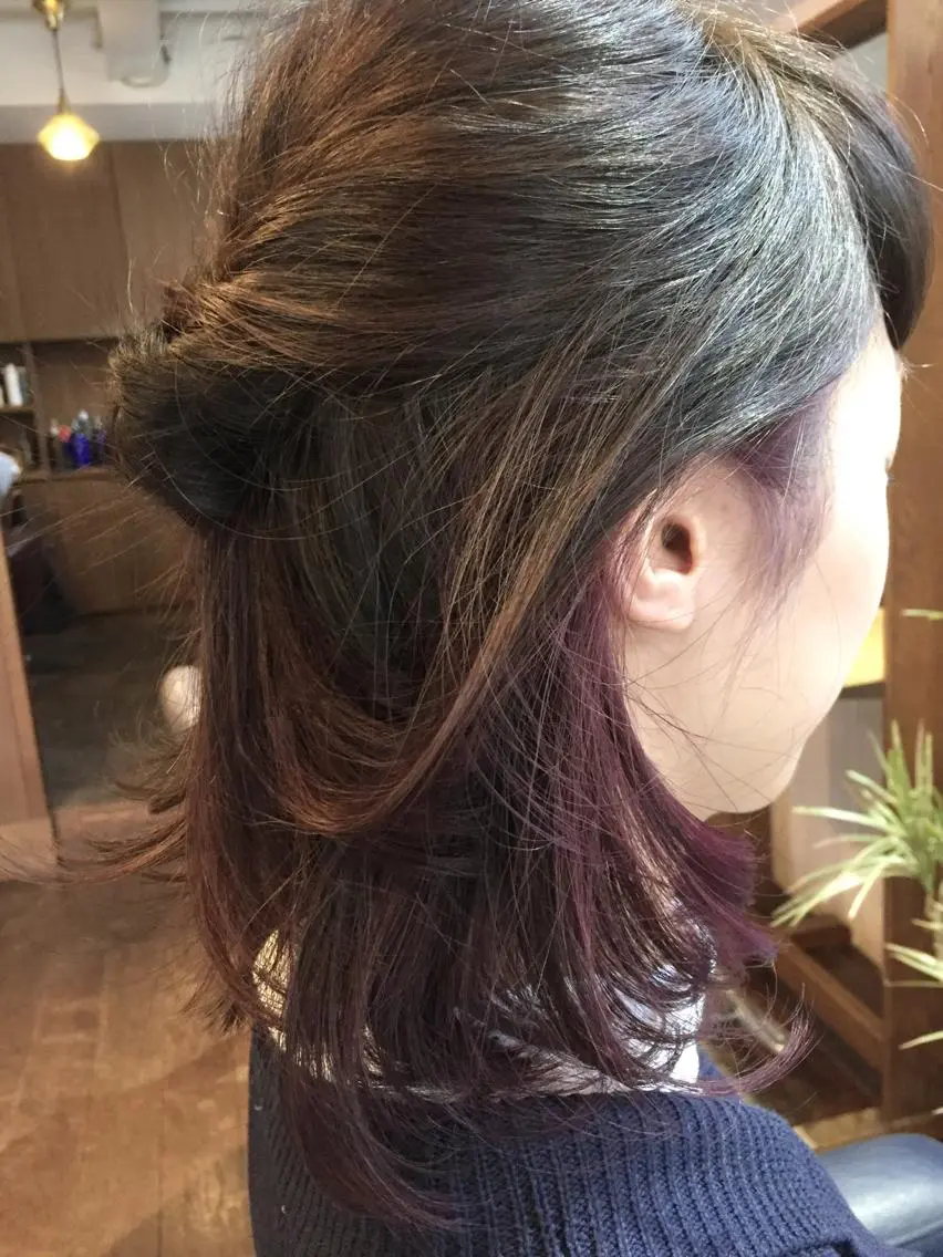 ショート ミディアム セミロング カラー インナーカラー パープルカラー トリートメント 原宿サロン代表 デザインカラー伊藤卓のヘアスタイル