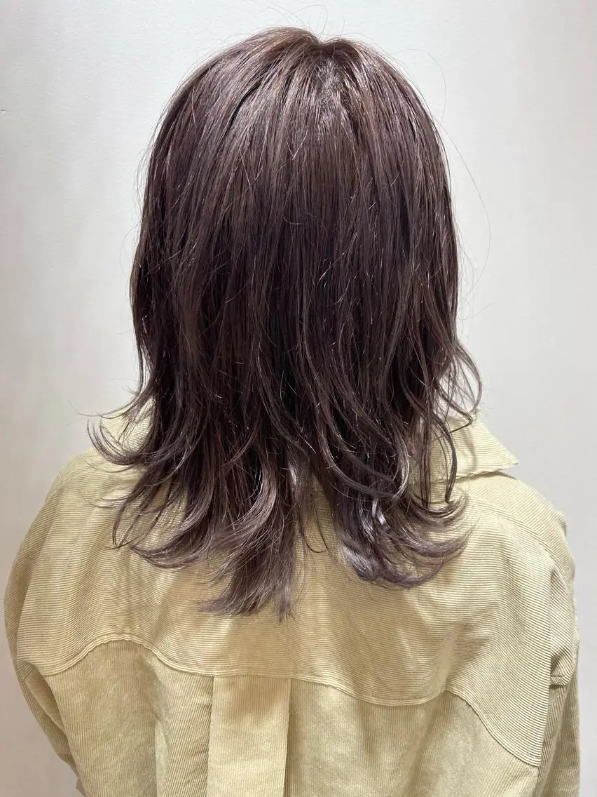ミディアム カラー ヘアカラー 🐺ウルフ/レイヤー 似合わせ‎🤍沙羅のヘアスタイル