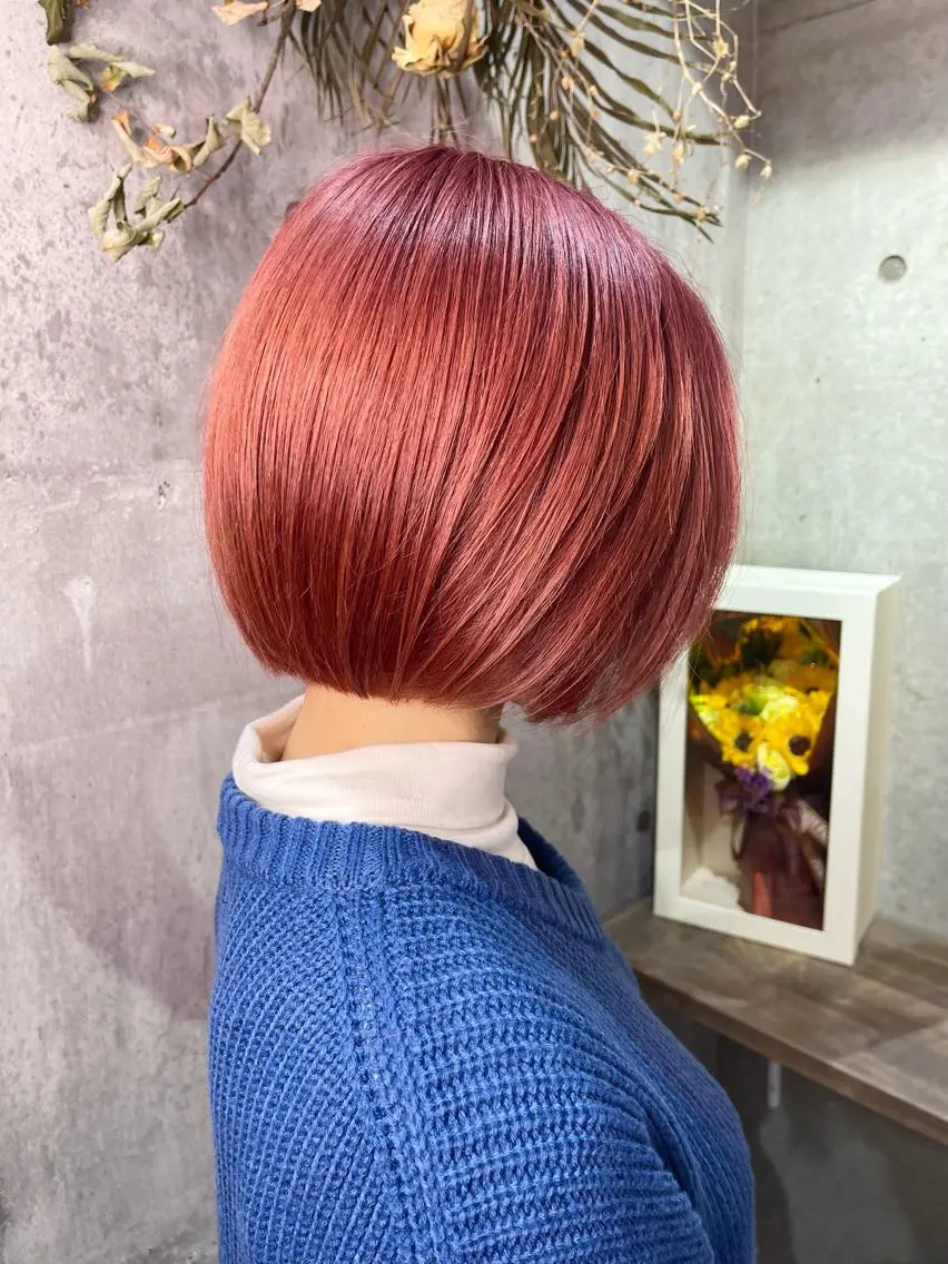 カラー ピンクカラー ボブ カット ヘアカラー Kazu 🌠名古屋 ハイトーン/レイヤーのヘアスタイル