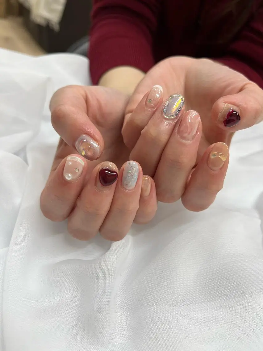 ネイル ハート ハンドネイル フットネイル Nailsalon Fave/Rinaのネイルデザイン