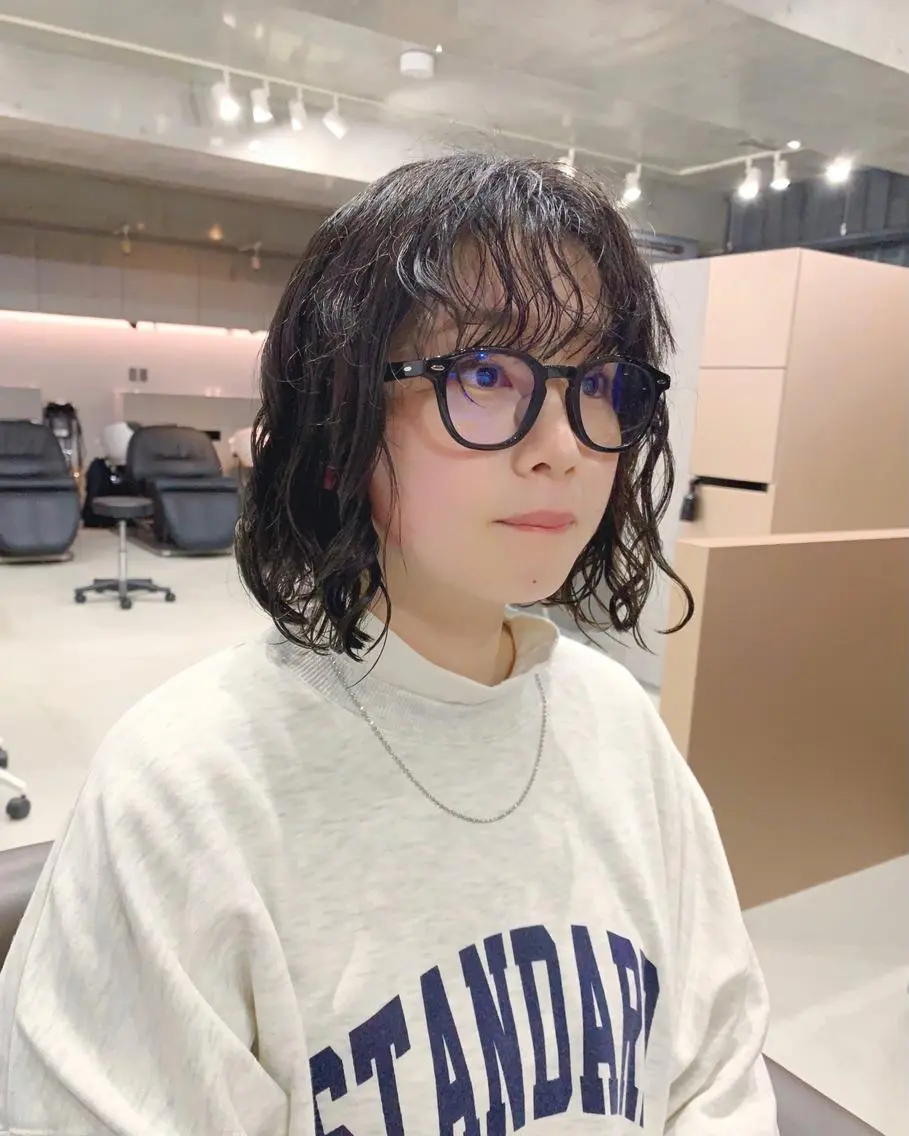 ミディアム パーマ カット パーマ トリートメント ボブパーマコテ巻き風 パーマNo1深江秀平のヘアスタイル