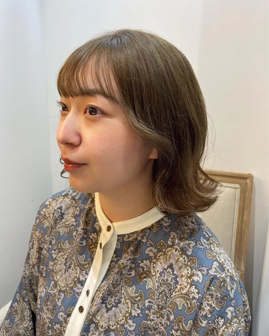 ミディアム カラー カット ヘアカラー トリートメント kunimi harukaのヘアスタイル