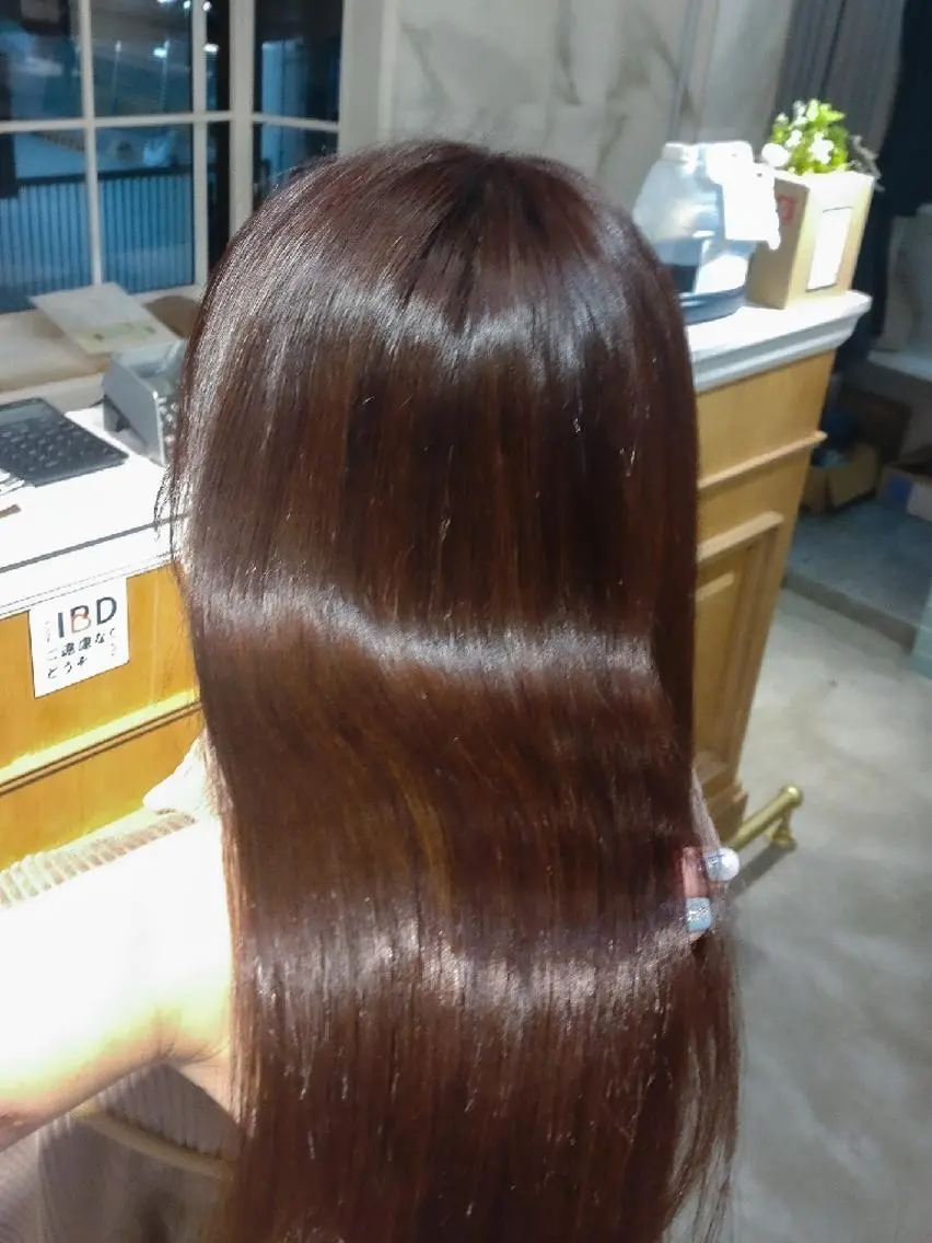 ミディアム カット ヘアカラー 縮毛矯正 トリートメント 縮毛矯正/レイヤー 💎やまもとちひろのヘアスタイル