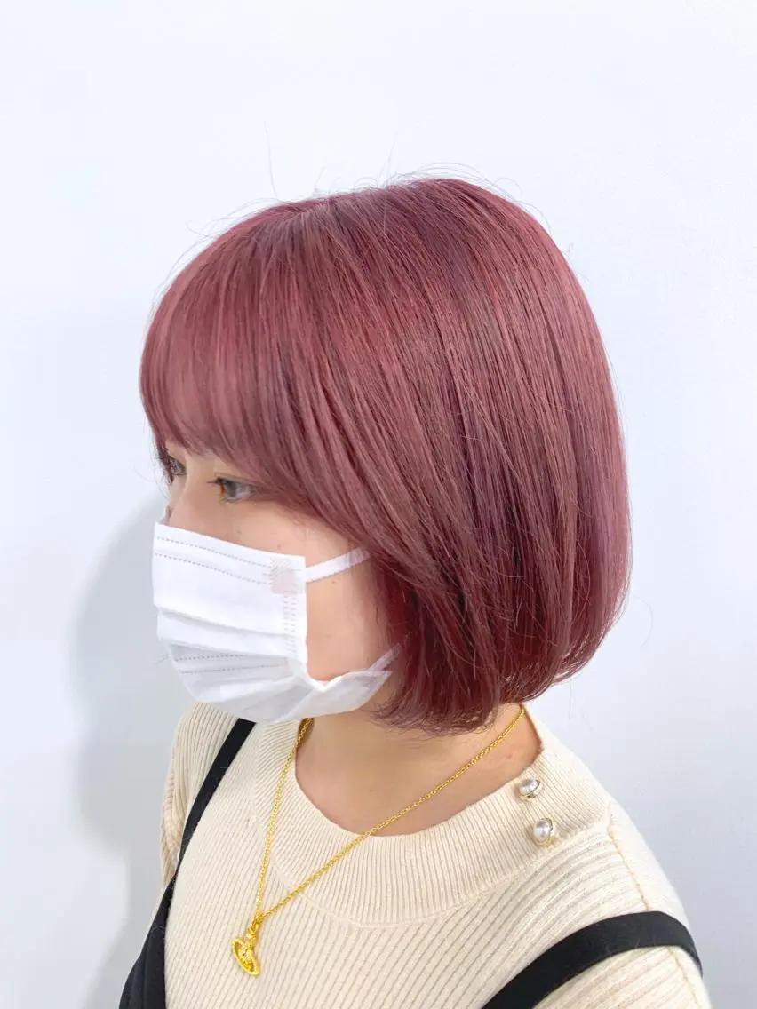 ミディアム カラー ヘアアレンジ ピンクカラー ヘアカラー 🍒暖色✖️レイヤー /Haruna🍒のヘアスタイル