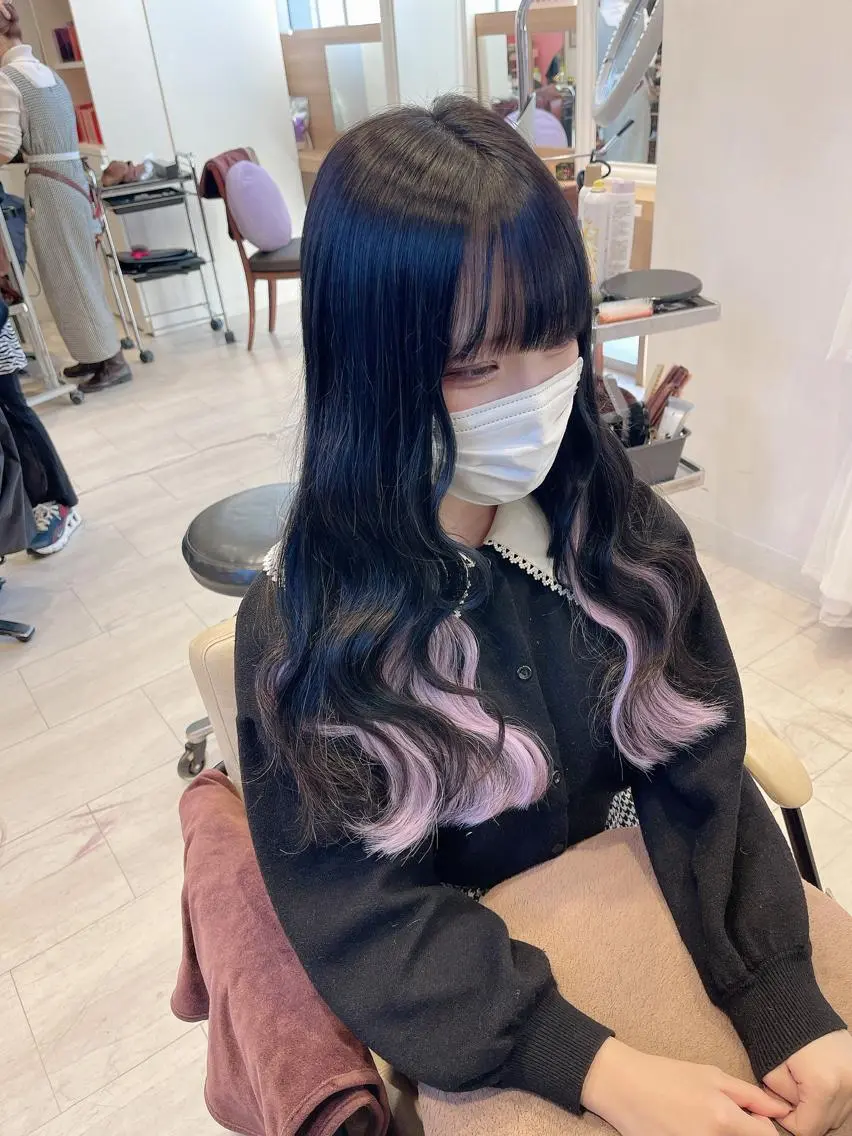 ロング カラー ラベンダーカラー ラベンダーピンク ピンクカラー エクステ エクステ インナーエクステ渋谷 🦋KAJIのヘアスタイル