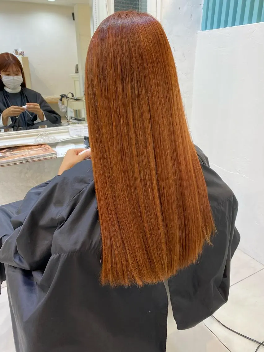 ロング カラー ヘアアレンジ マツエク・マツパ オレンジ カラーマツエク 韓国風マツエク 韓国風ヘア 透明感カラー🫧ヘア セット🫧松本菜月の眉毛・アイブロウイメージ